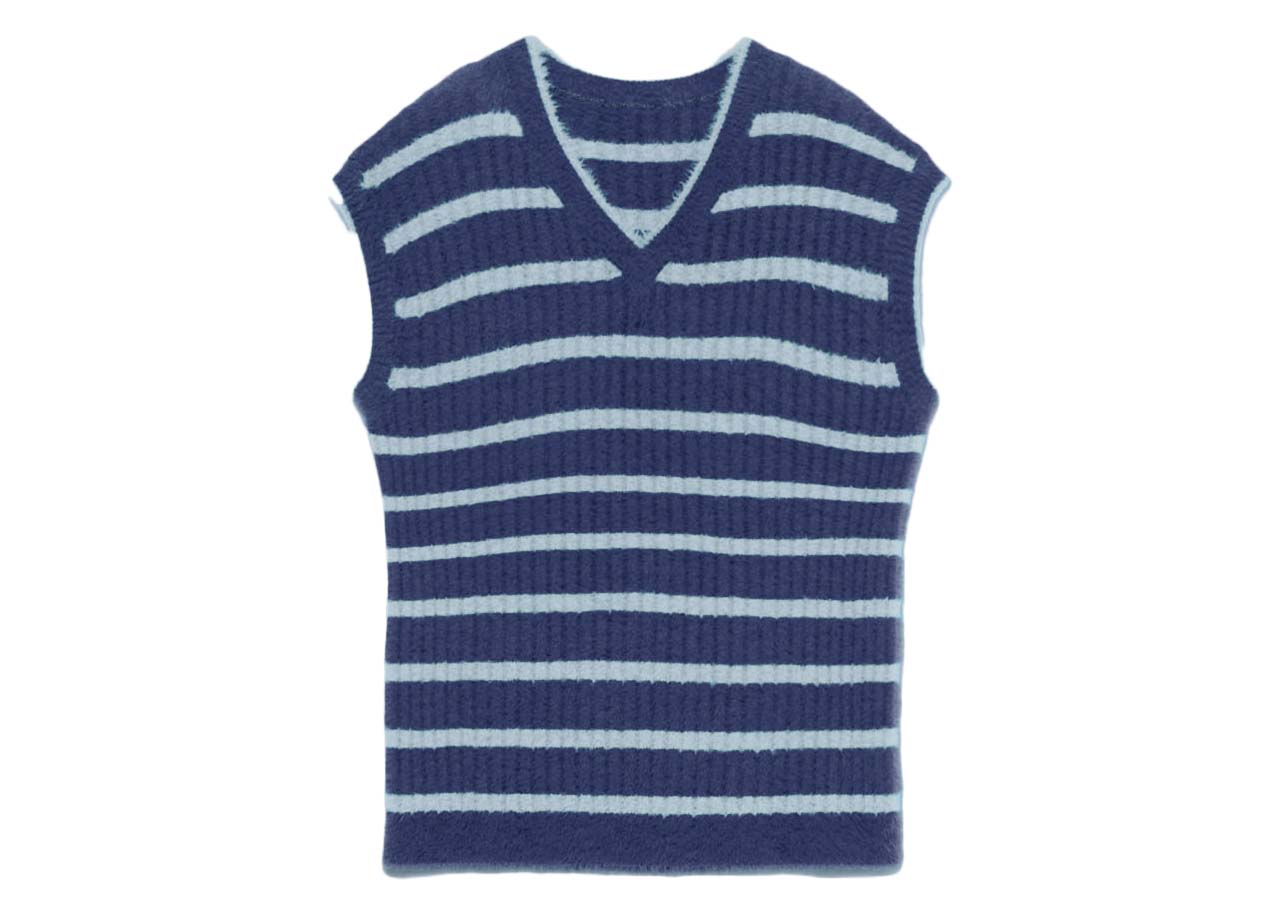 Vesta Jacquemus Le Gilet Neve Fluffy Striped Pullover Multi Navy | 225KN069-2370 030, 0
