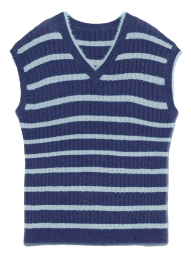 Vesta Jacquemus Le Gilet Neve Fluffy Striped Pullover Multi Navy | 225KN069-2370 030