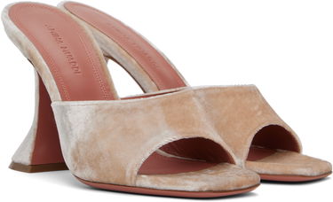 Tenisky a topánky Amina Muaddi Lupita Slipper Heeled Sandals Béžová | LUPITA SLIPPER VELVET, 3