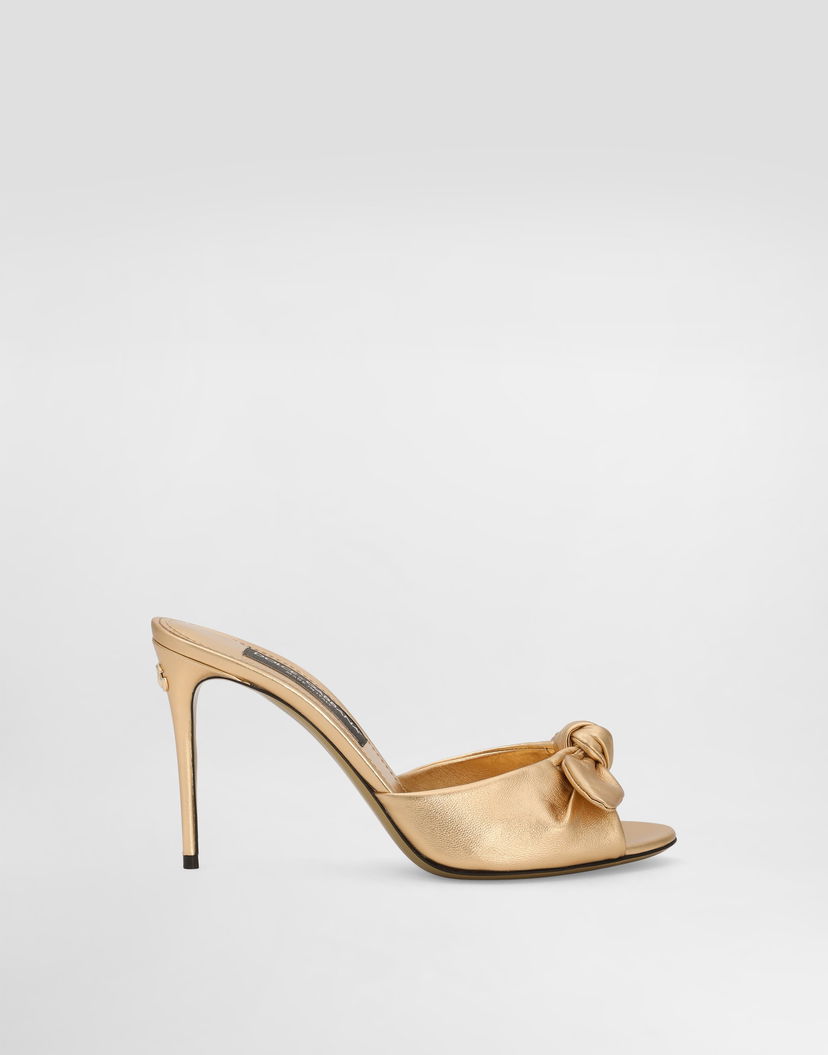 Doplnky Dolce & Gabbana Dolce & Gabbana Nappa Leather Knotted Mule Heels Metalická | CR1750A10168H945