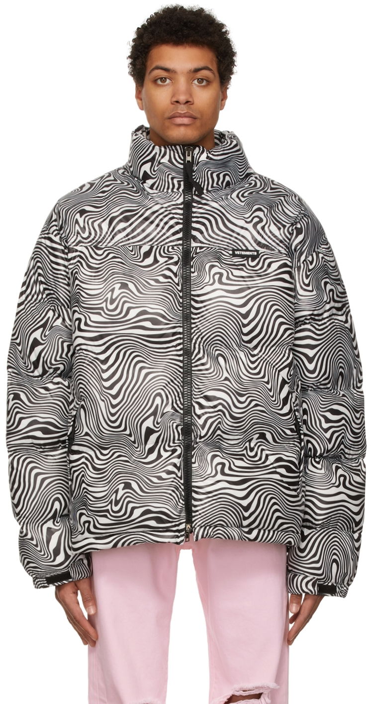 Prešívaná bunda VETEMENTS Vetements Zebra Print Down Puffer Jacket Čierna | UE52JA360Z, 0