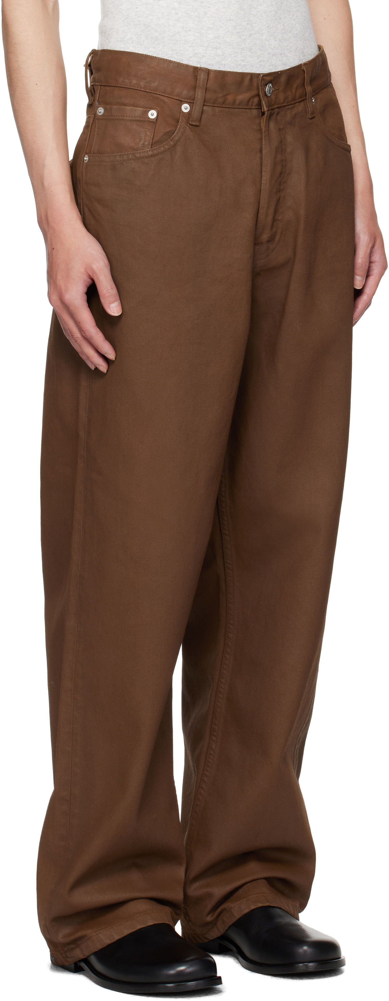 Džínsy Dries Van Noten Dries Van Noten Loose Fit Coated Jeans Hnedá | 252-020927-2383, 1
