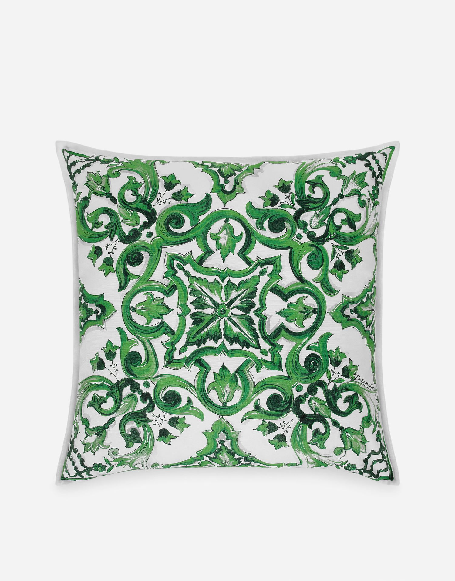 Home decor Dolce & Gabbana Dolce & Gabbana Canvas Cushion Medium with Mediterranean Tile Print Zelené | TCE002TCAA2UV010, 0