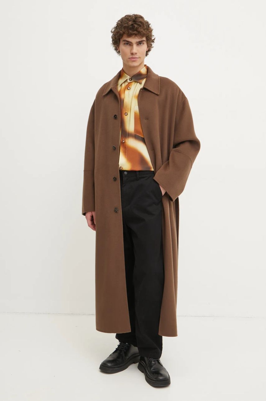 Kabáty Nanushka Wool Overcoat with Belted Waist Hnedá | NM24FWJK02678, 1