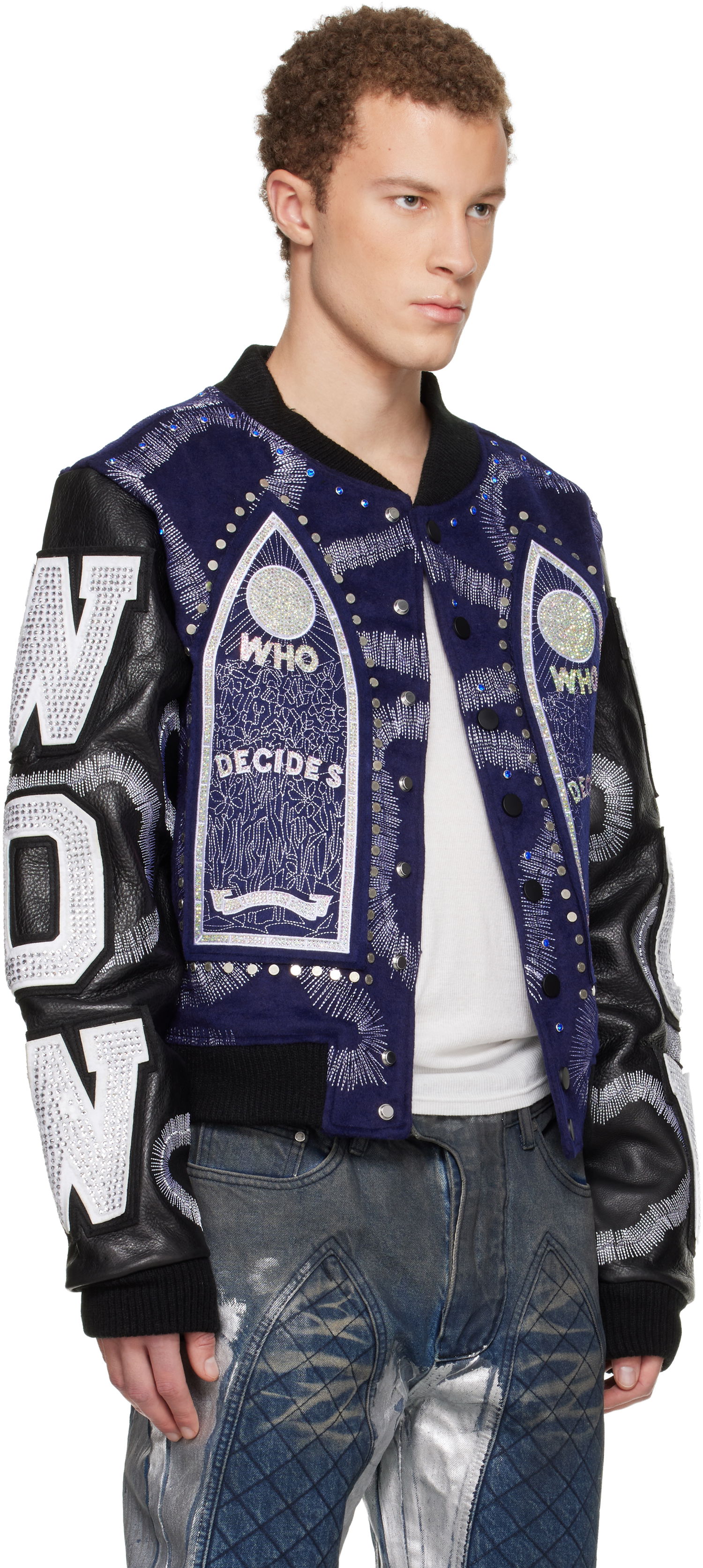Bomber bunda Who Decides War Who Decides War Hardware Cathedral Leather Varsity Jacket Rôznofarebný | 1131250010FW25, 1