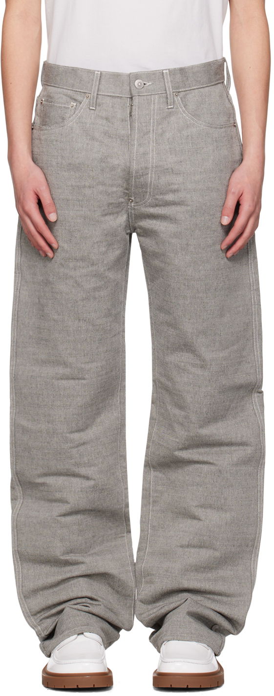Džínsy Maison Margiela Cinch Strap Cotton-Blend Trousers Šedá | S67LA0039 M30006, 0