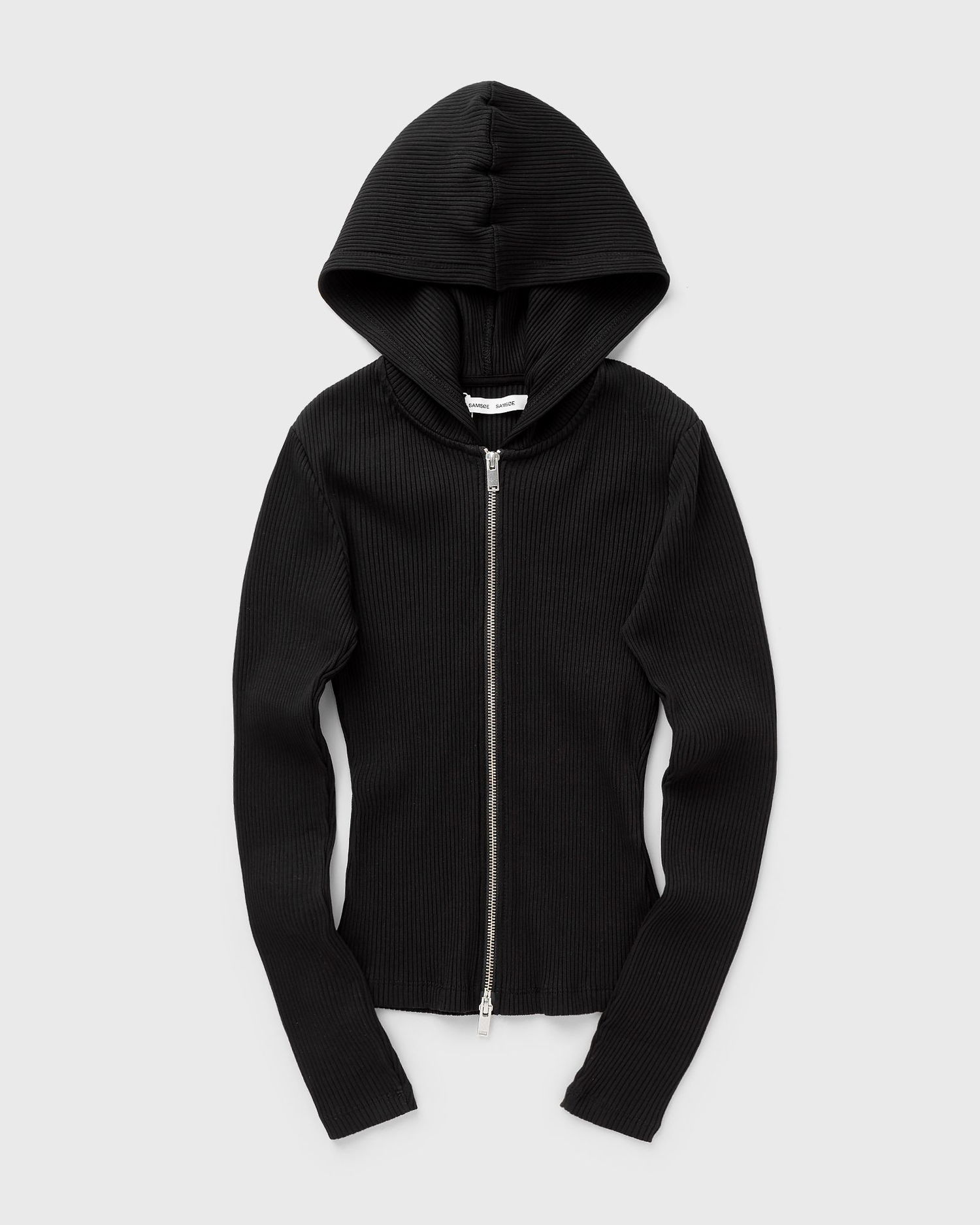 Mikina Samsoe Samsoe Samsøe & Samsøe Saura Zip-Up Ribbed Hoodie Čierna | F25100118-BLACK, 0