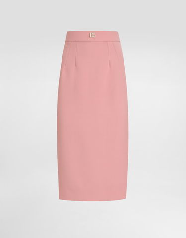 Sukňa Dolce & Gabbana Dolce & Gabbana Calf-Length Wool Pencil Skirt with DG Logo Ružová | F4CJGTFU2L8F0473, 0