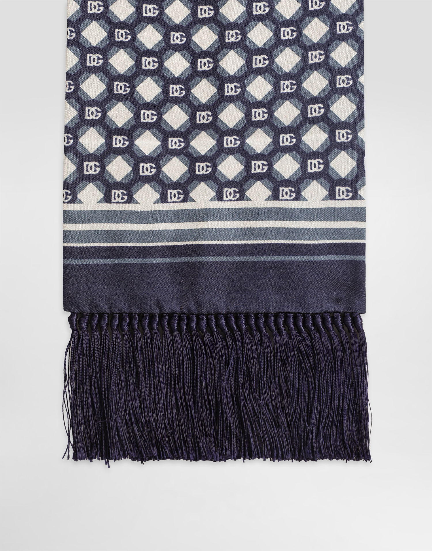 Šál Dolce & Gabbana Dolce & Gabbana Silk Twill Scarf with Micro-Design and Logo Navy | GQ214EG0WUZHH8PB, 1