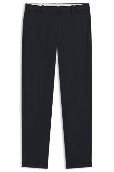 Nohavice BOSS Regular Fit Flannel Trousers Navy | 50548280
