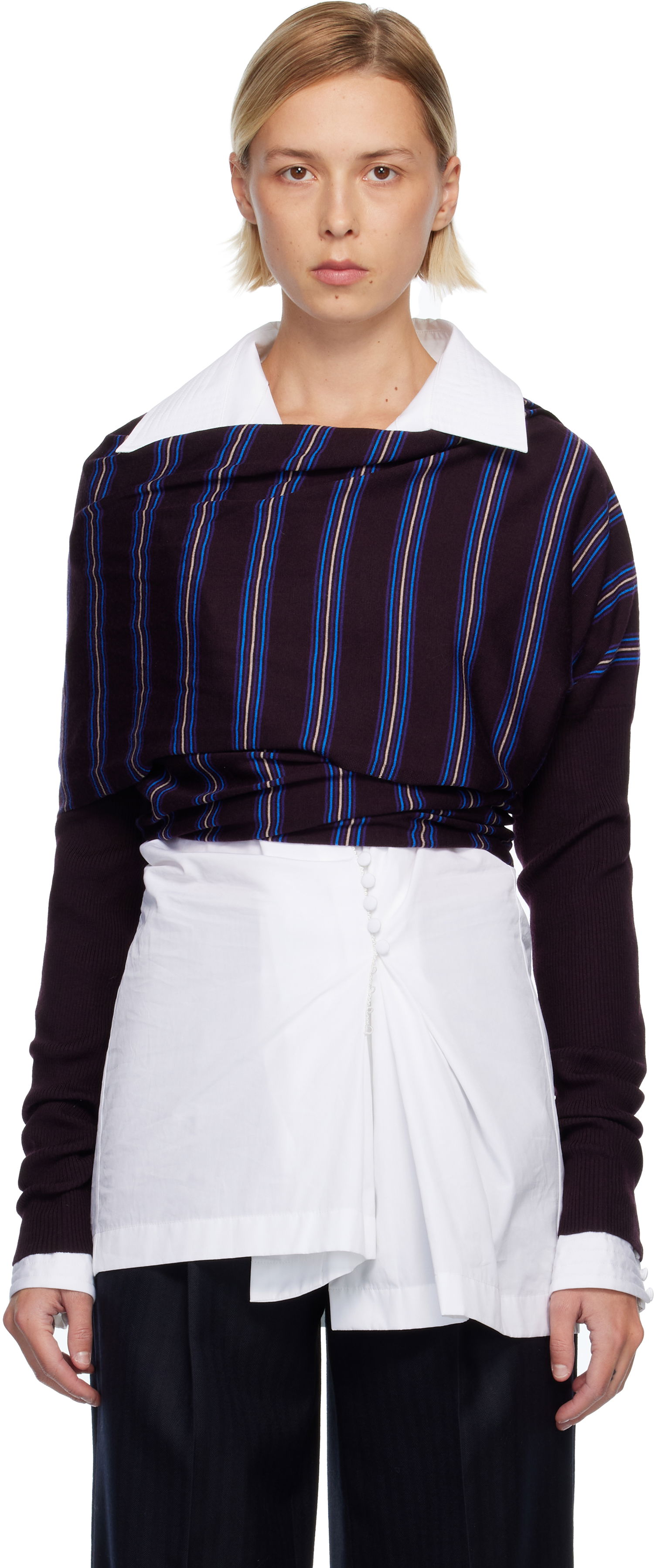 Sveter Dries Van Noten Dries Van Noten Striped Draped Merino Wool Bolero Rôznofarebný | 252-011207-2700, 0