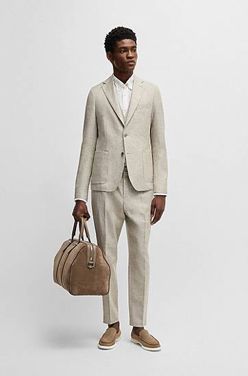 Košeľa BOSS Regular-Fit Linen Button-Down Shirt Biela | 50529137, 1