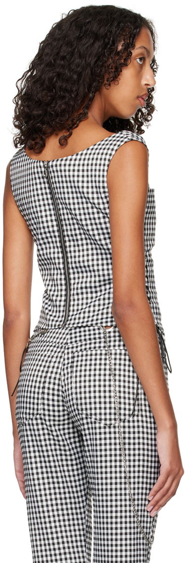 Tielko Miaou Miaou Vallois Gingham Corset Top Čierna | 7061GINOND, 2