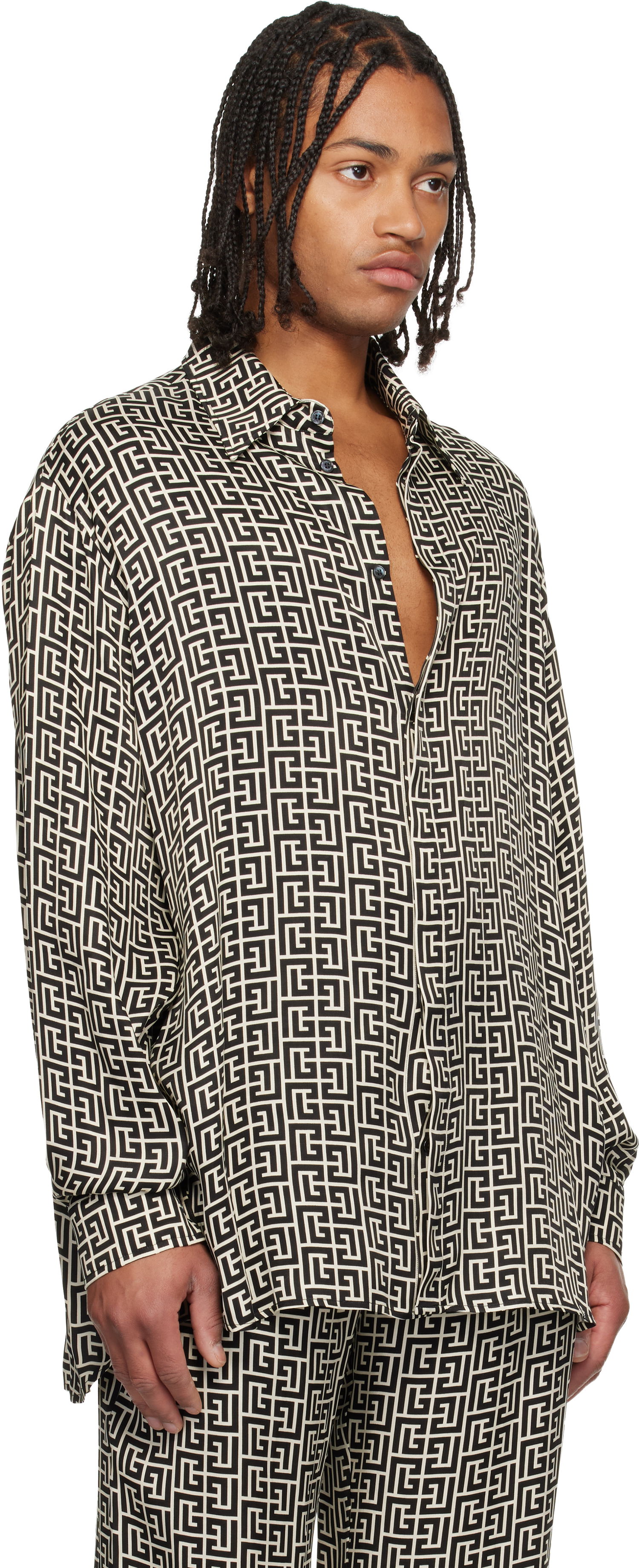 Košeľa Balmain Monogrammed Flowing Shirt Rôznofarebný | FH1HS485VI36, 1