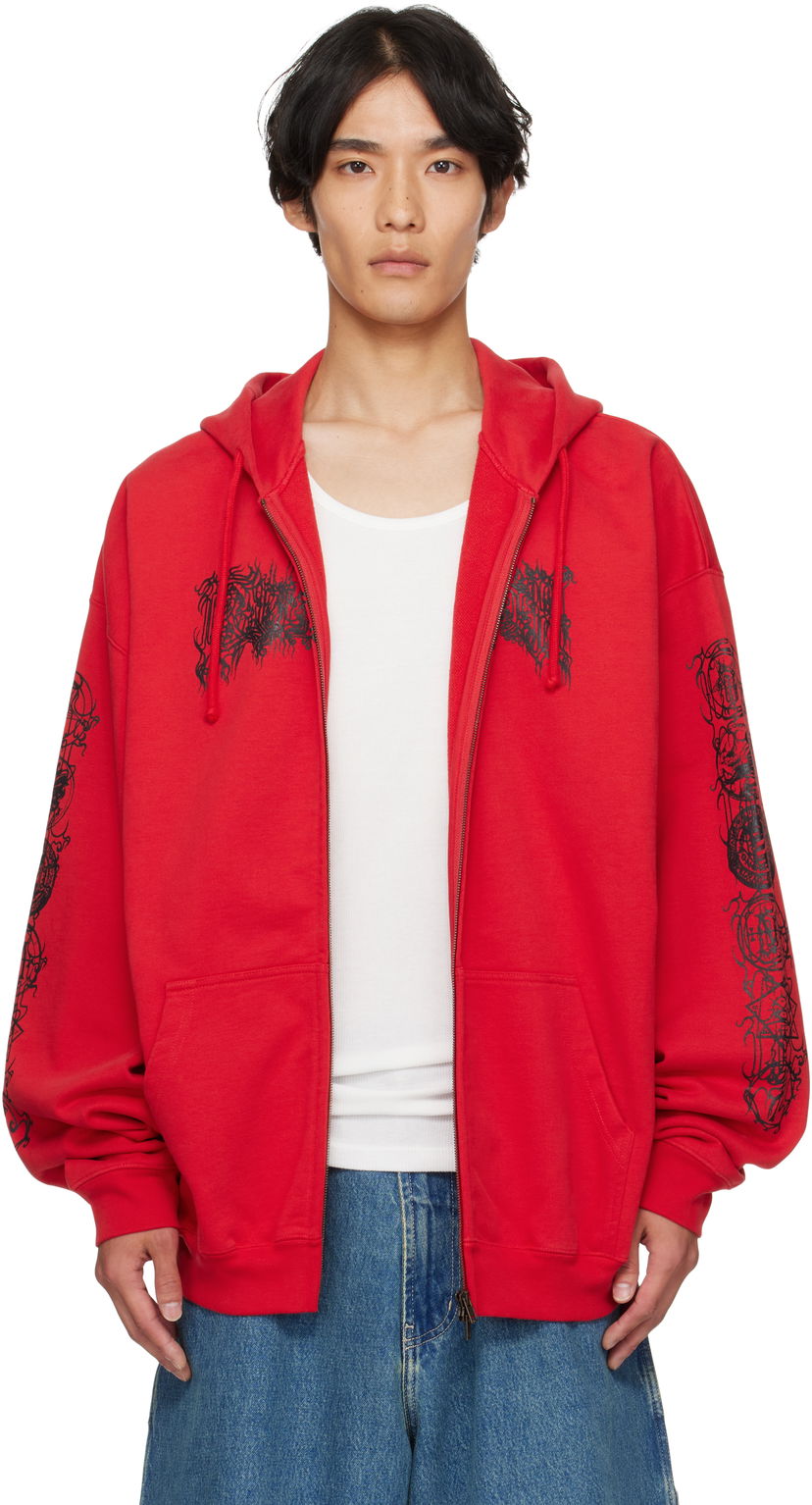 Mikina VETEMENTS Vetements Cradle of Filth Oversized Zip-Up Hoodie Červená | UCF76ZU300R