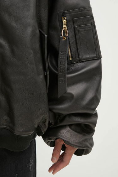 Bomber bunda VETEMENTS VETEMENTS Oversized Leather Bomber Jacket Čierna | UA66JA200B, 8