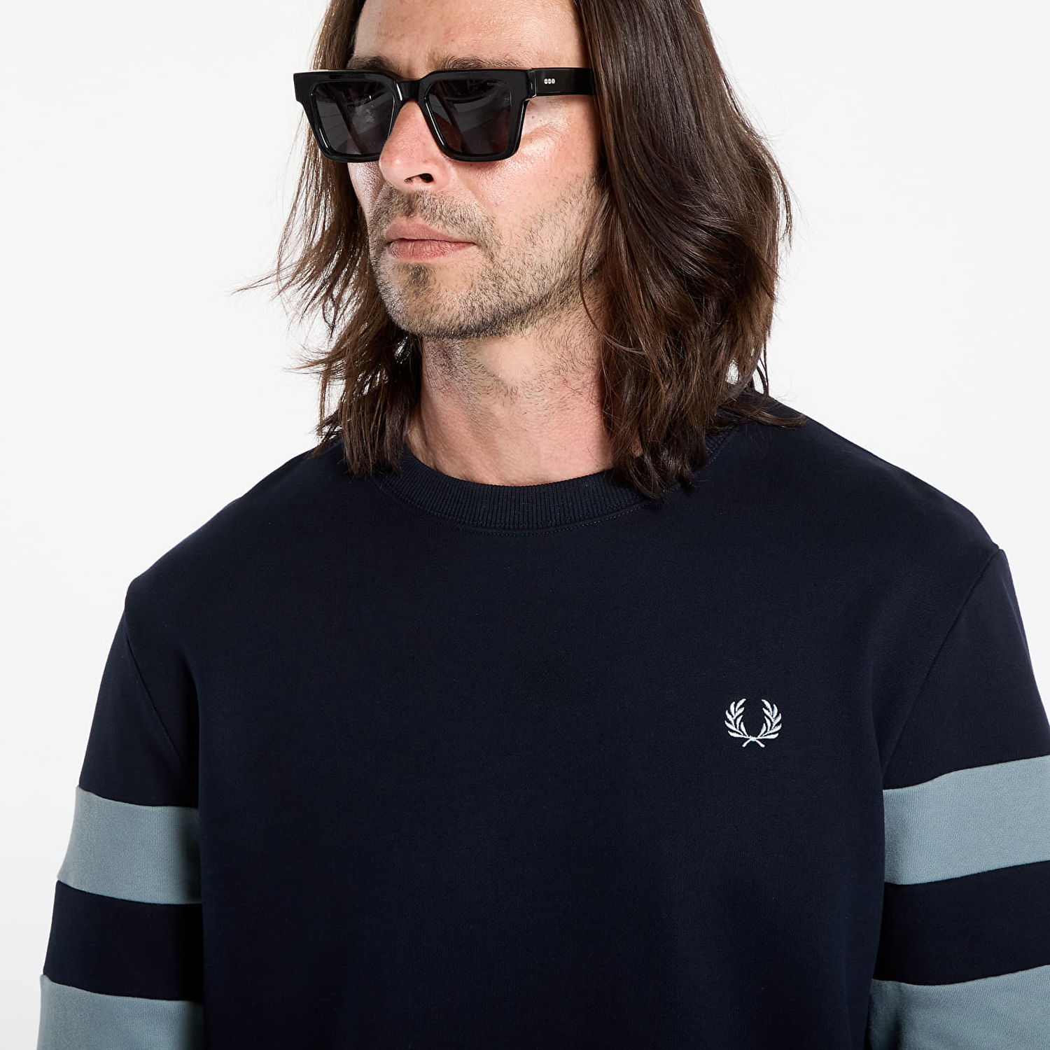 Mikina Fred Perry Fred Perry Peached Tipped Sleeve Sweatshirt Navy | M1731 608, 1