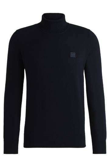 Sveter BOSS Regular-Fit Cotton-Cashmere Rollneck Sweater Navy | 50527573, 0
