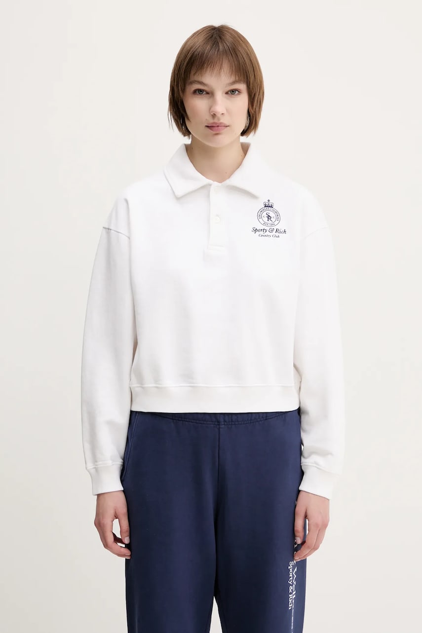 Mikina Sporty & Rich Sporty & Rich Crown Country Embroidered Cropped Polo Biela | ST072612202WH01, 0
