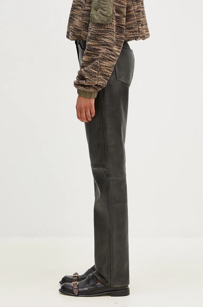 Nohavice Samsoe Samsoe High Waist Leather Trousers Čierna | F24300138, 1