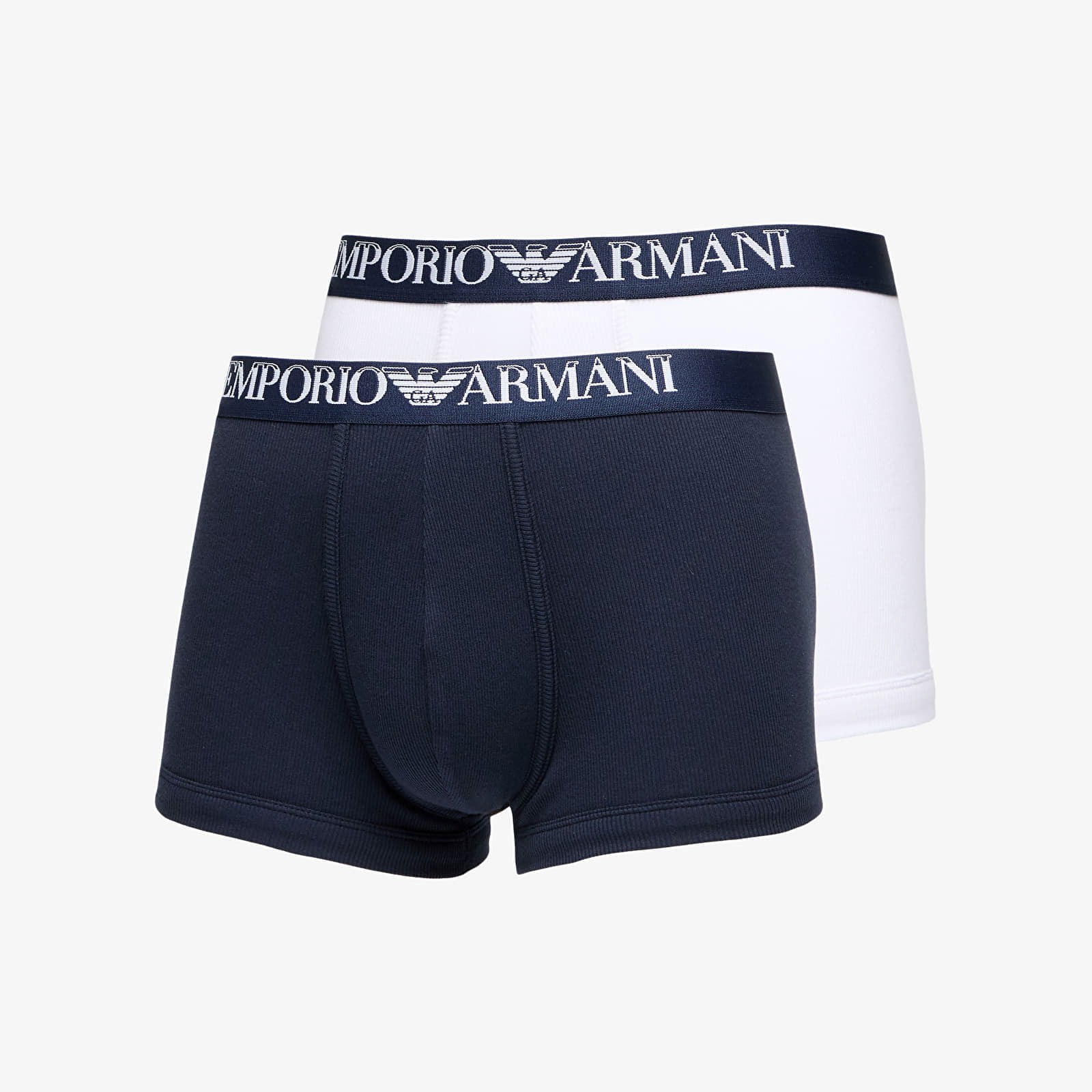 EA7 Men's Knit Trunk 2-Pack Marine/ Bianco M