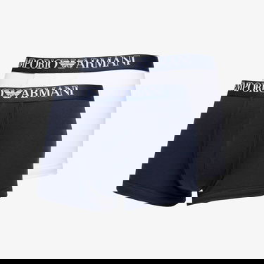 Spodná bielizeň a ponožky Emporio Armani EA7 Men's Knit Trunk 2-Pack Marine/ Bianco M Čierna | 112023 4R502 17135, 0
