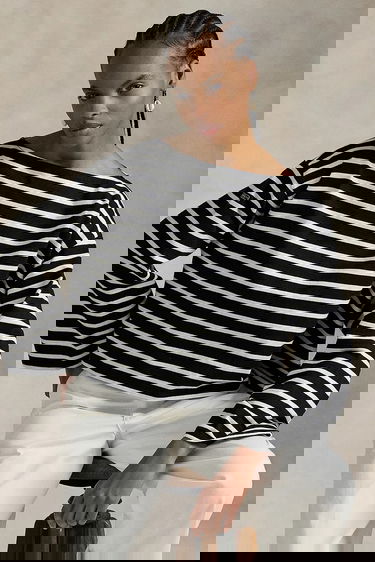 Tričko Polo by Ralph Lauren Polo Ralph Lauren Striped Cropped Long Sleeve T-Shirt Čierna | 211959103, 4
