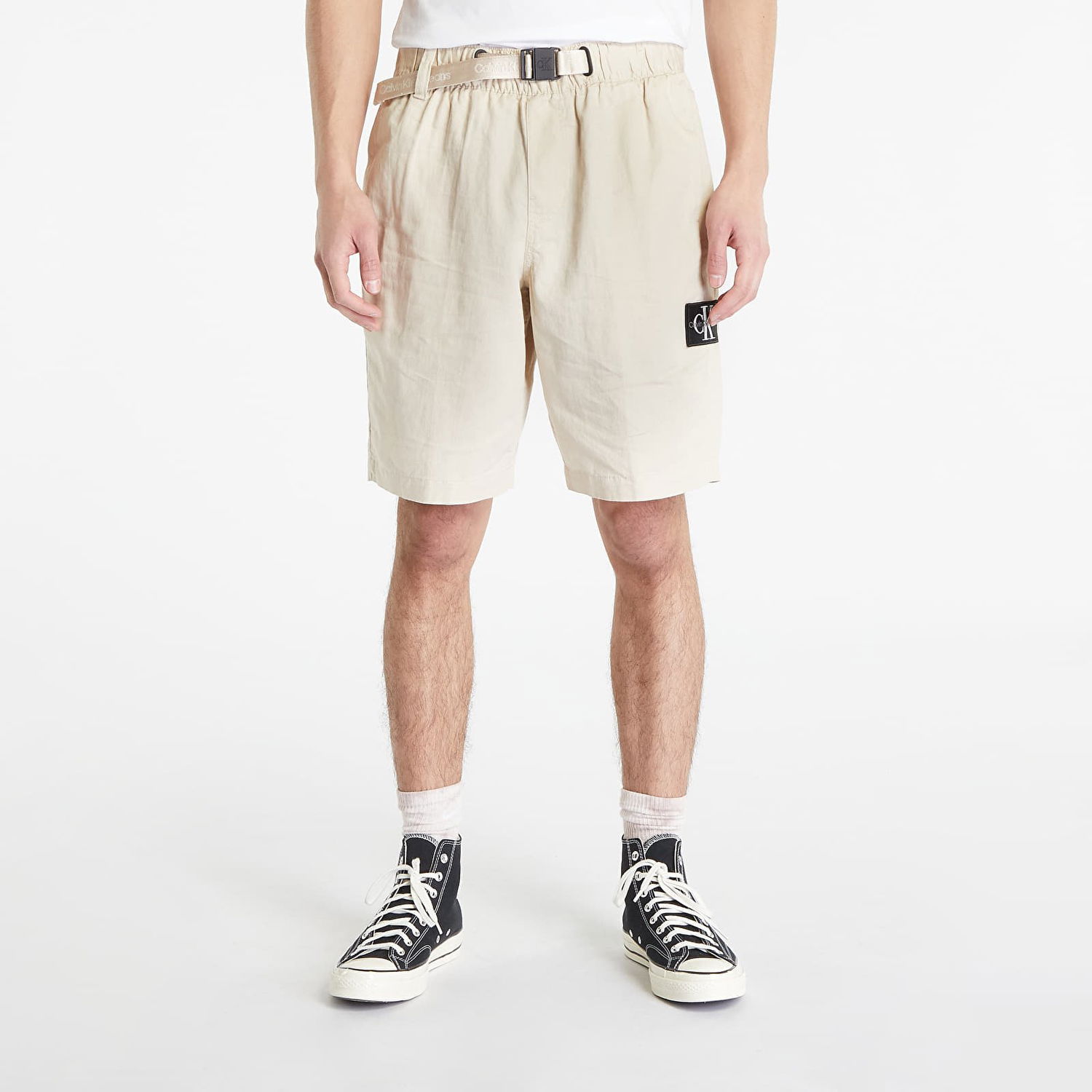 Šortky CALVIN KLEIN Jean Linen Belted Shorts Béžová | J30J323149 ACI, 0