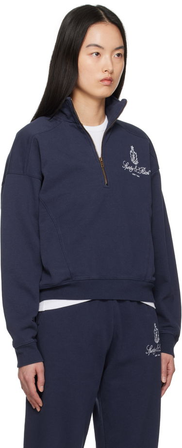 Mikina Sporty & Rich Sporty & Rich Vendome Quarter Zip Sweatshirt Navy | ST073606231BL106, 1