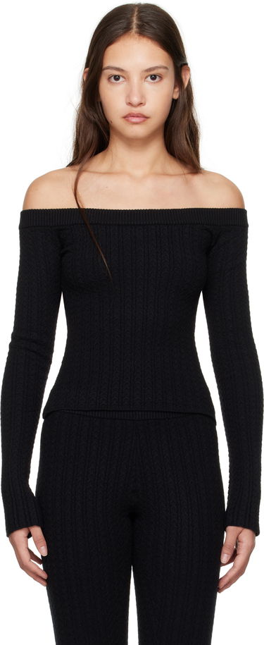 Sveter GUIZIO Guizio Mia Off-the-Shoulder Knit Top Čierna | H24107S047, 0
