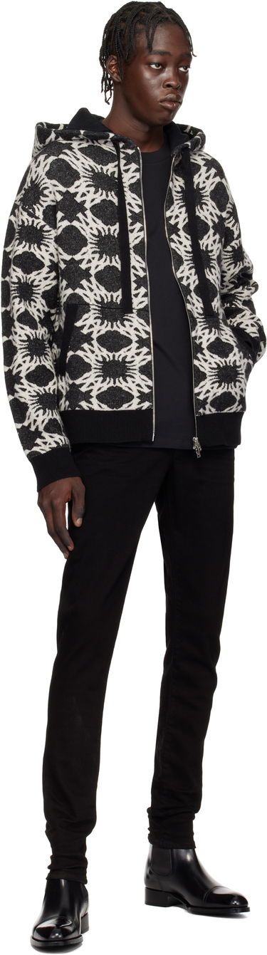 Mikina AMIRI Geometric-Print Knit Zip-Up Hoodie Čierna | AMKNHD1011, 3