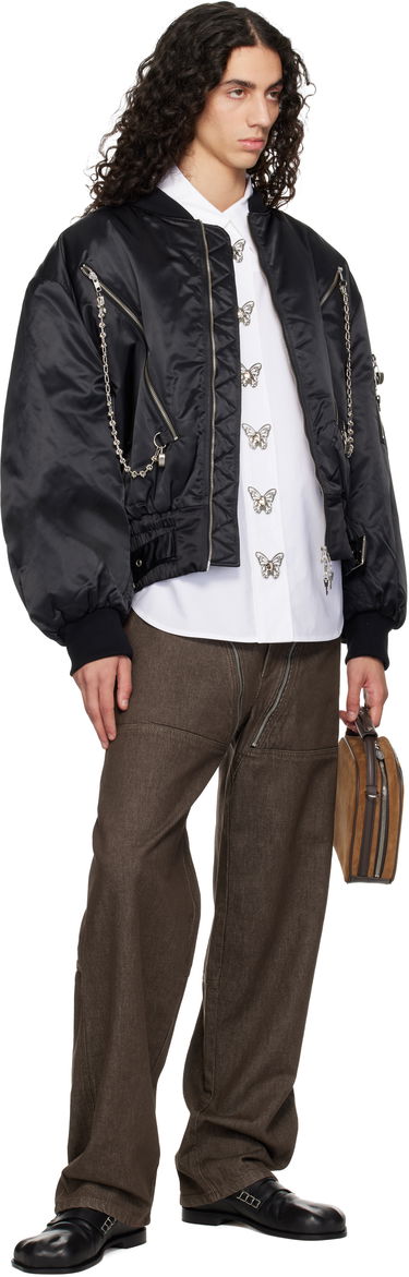 Bomber bunda Chopova Lowena Chopova Lowena SSENSE Exclusive Helter Oversized Asymmetric Zip Chain Detail Bomber Jacket Čierna | 5326E, 3