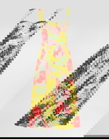 Šaty Dolce & Gabbana Dolce & Gabbana Rose Print Cotton Midi Sundress Žltá | F6ZT1THS5TFHG5JD, 0