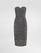 Dolce & Gabbana Habotai Silk Strapless Chevron Print Dress