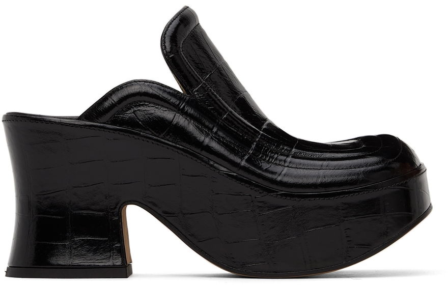 Croc Wedge Heels "Black"