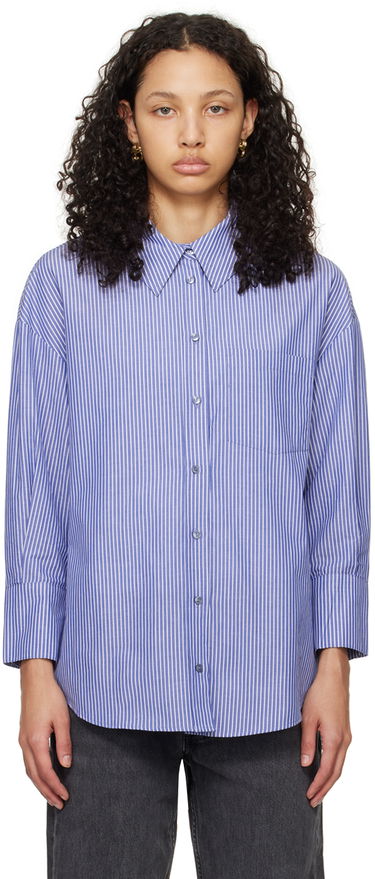Košeľa Anine Bing Striped Mika Button-Down Shirt Modrá | A-07-3006-404, 0