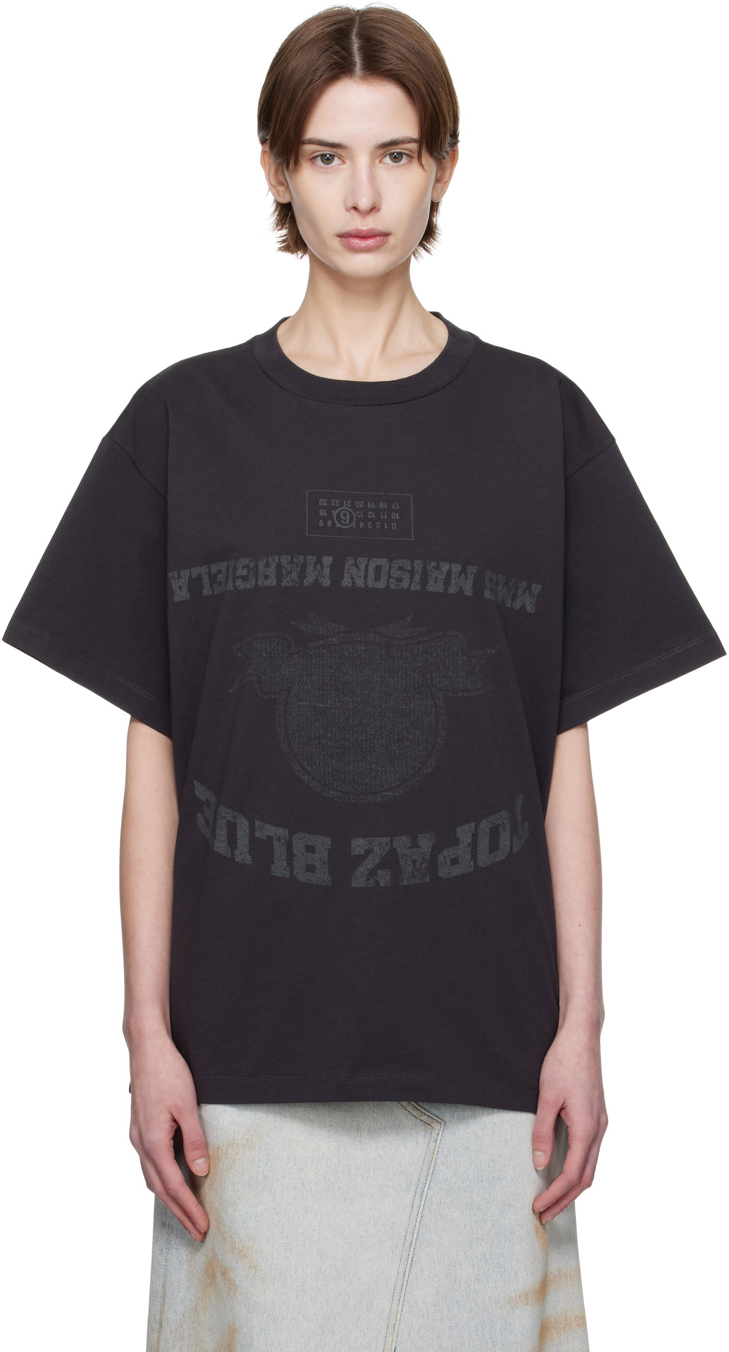 Tričko Maison Margiela MM6 Maison Margiela Topaz Blue Graphic T-Shirt Čierna | SH0GC0041 S24311, 0