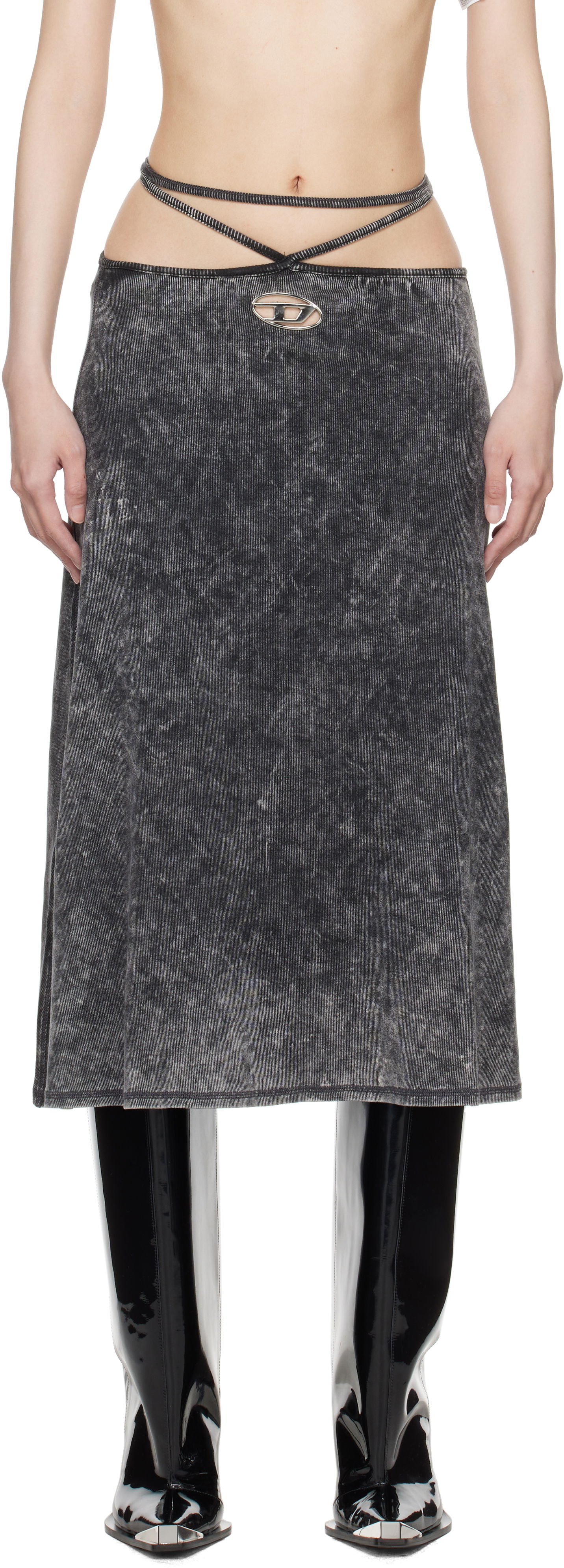 Sukňa Diesel O-Rossi Midi Skirt Čierna | A14422 0KHAS O-ROSSI JUPE, 0