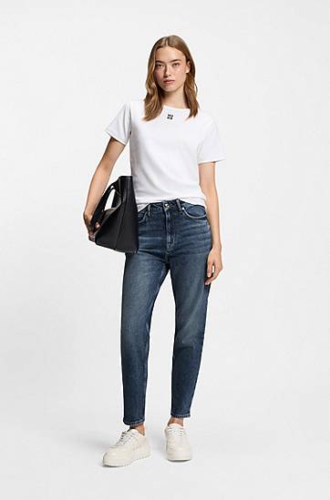 Džínsy BOSS Mom-fit Authentic Comfort-Stretch Denim Jeans Modrá | 50546480, 1