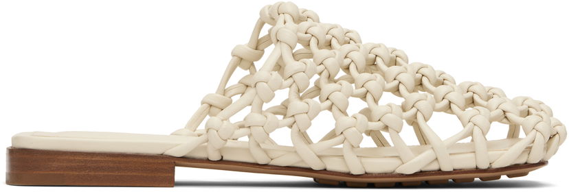 Tenisky a topánky Bottega Veneta Bottega Veneta Supple Lambskin Flat Sandals Biela | 827669 V3H60