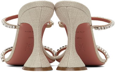 Doplnky Amina Muaddi Amina Muaddi Gilda Crystal-Embellished Heeled Sandals Béžová | GILDA SLIPPER CL CANVAS, 1