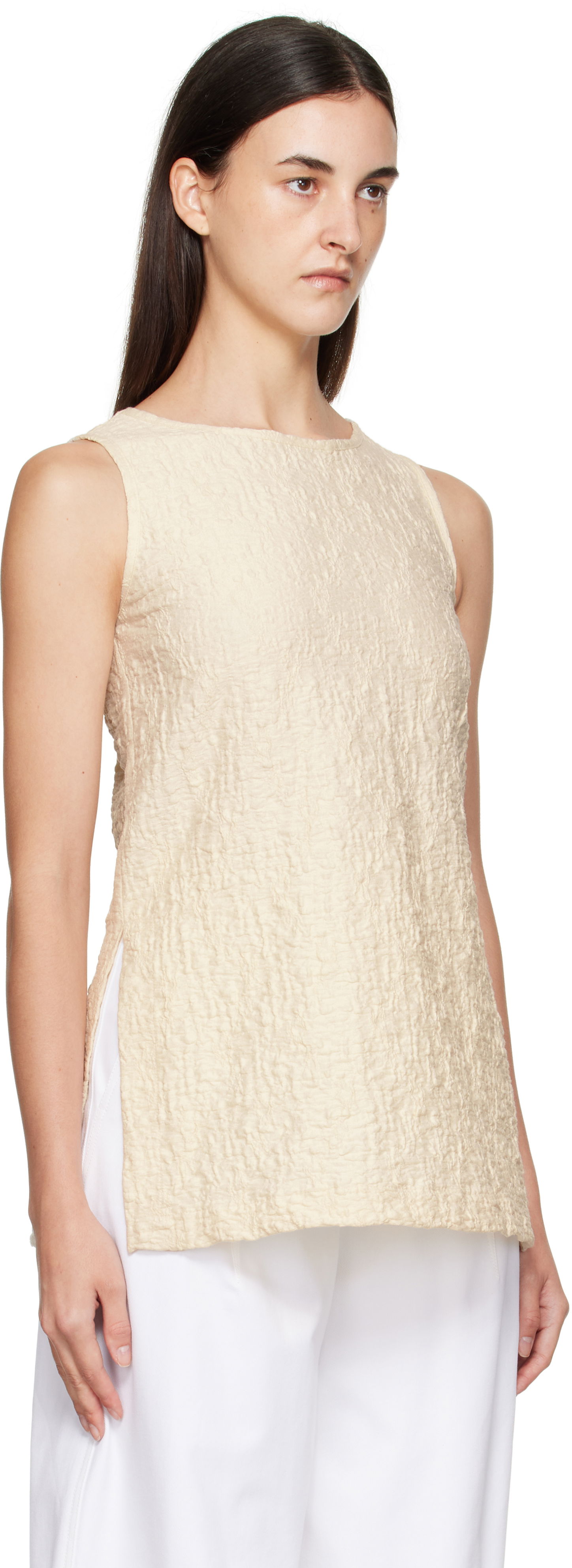 Tielko Max Mara Max Mara Textured Sleeveless Top Béžová | 2521946058600, 1