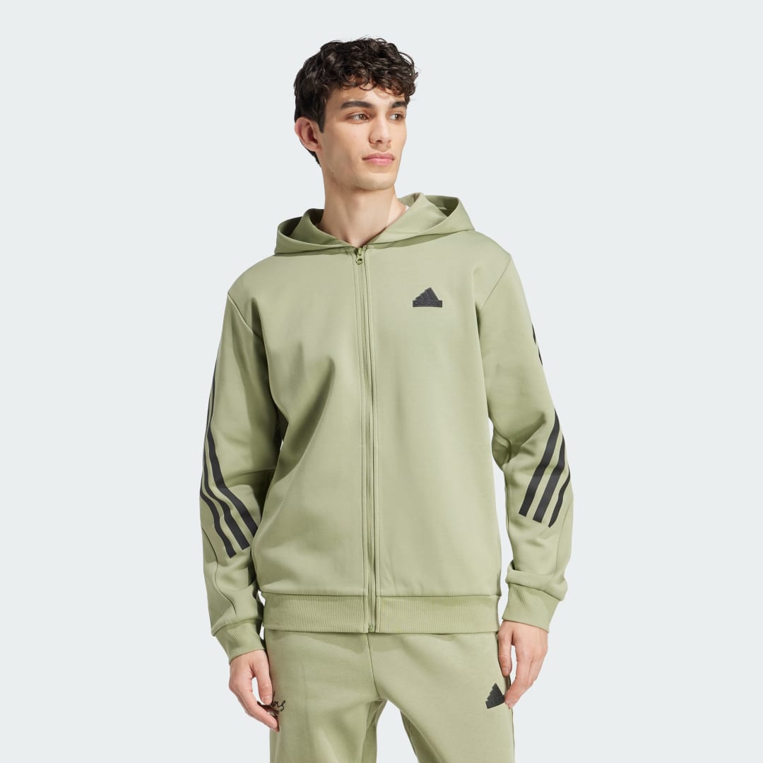 Mikina adidas Performance Future Icons 3-Stripes Full Zip Hoodie Zelené | IY7688, 0