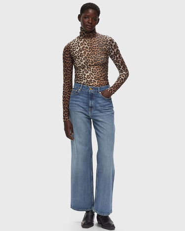 Tričko GANNI Printed Mesh Long Sleeve Rollneck Hnedá | T4122-943, 1