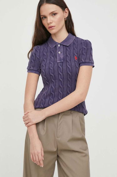 Polo tričko Polo by Ralph Lauren Cable Knit Polo Shirt Fialová | 211943010, 3
