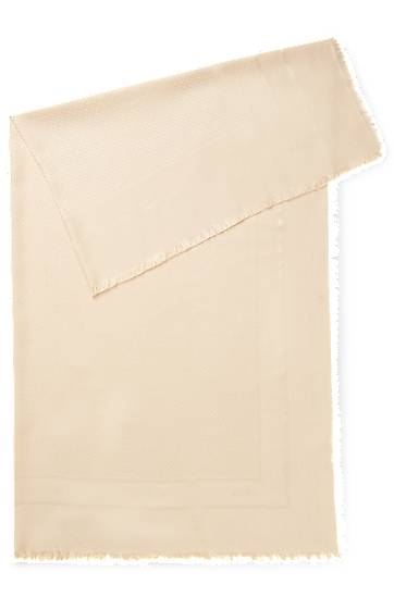Šál BOSS Square scarf in silk and wool with logo details Béžová | 50510871, 0