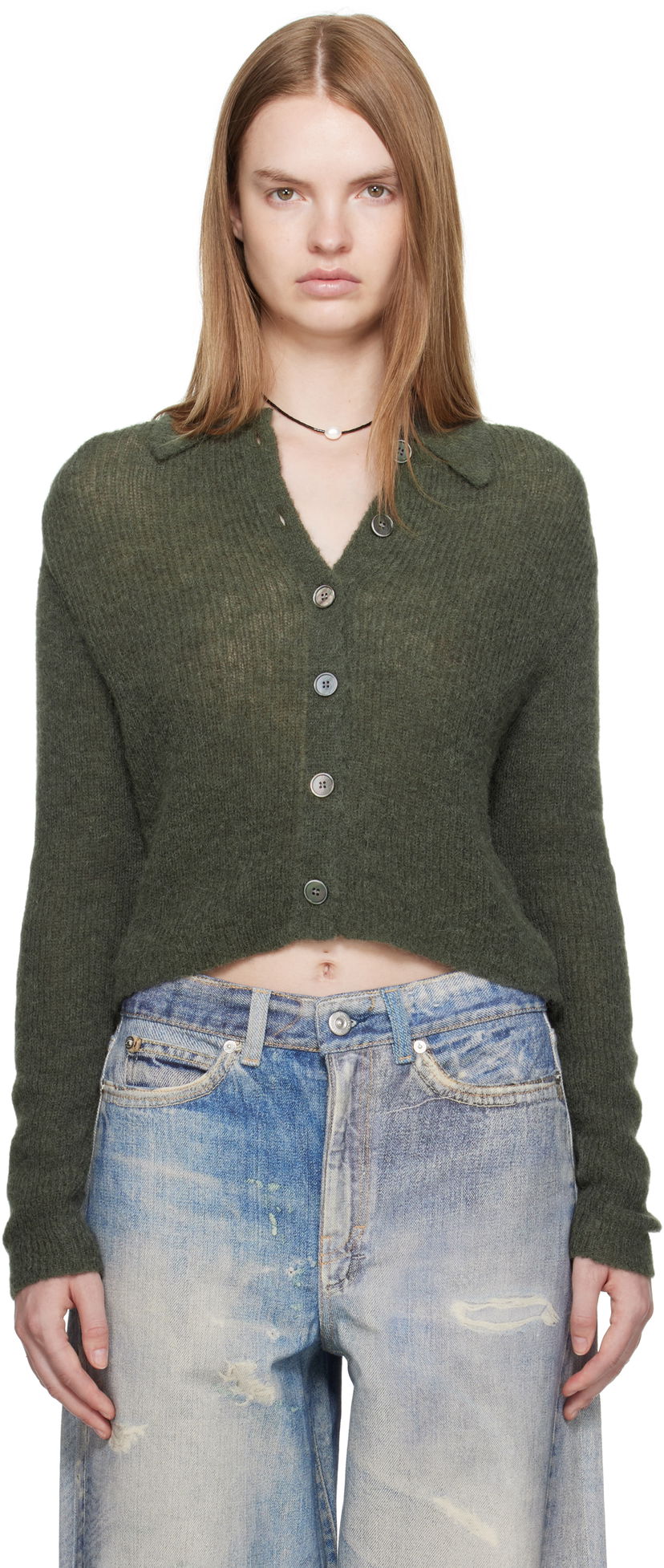 Sveter OUR LEGACY Our Legacy Mazzy Polo Cardigan Zelené | W4253MM