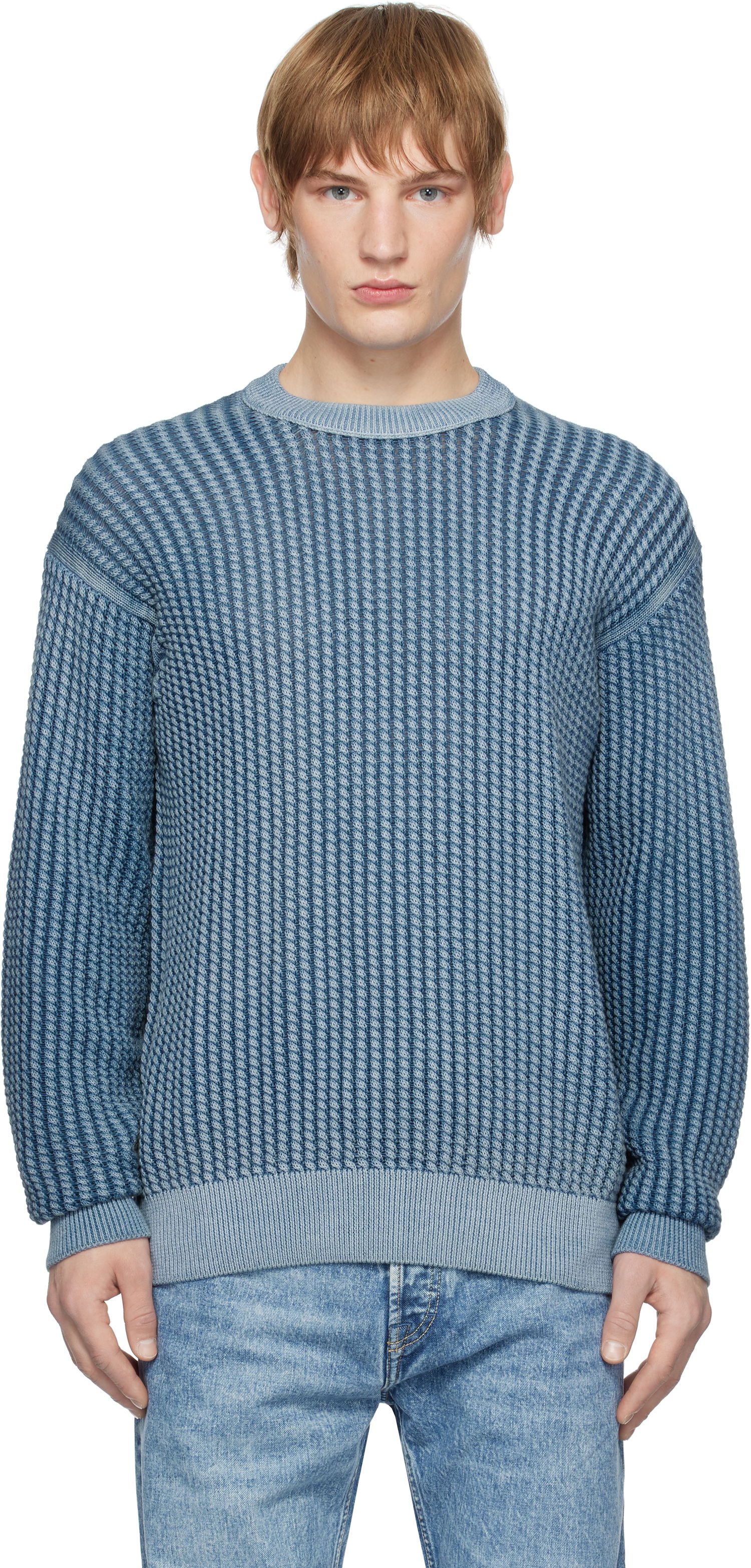 Sveter BOSS Cable-Knit Sweater Modrá | 50531487, 0