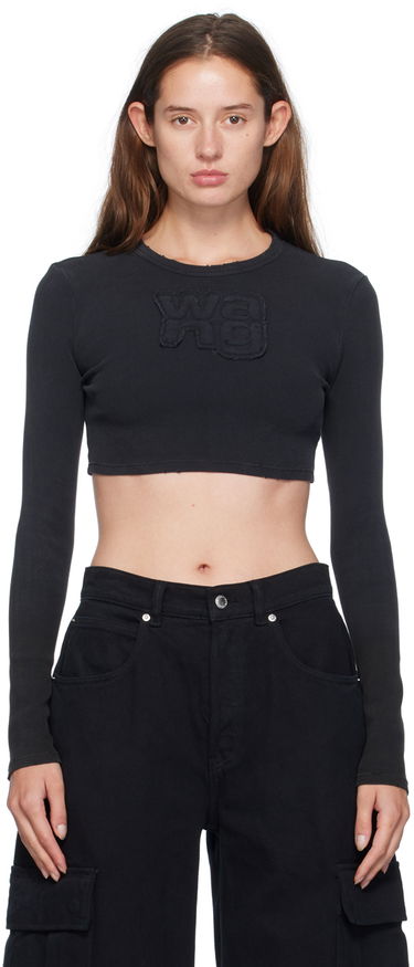 Crop Top Alexander Wang Crewneck Long Sleeve Crop Top Čierna | 4CC3241474, 0