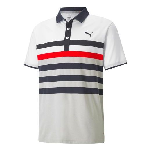 Polo tričko Puma MATTR One Way Striped Polo Shirt Biela | 599115-01